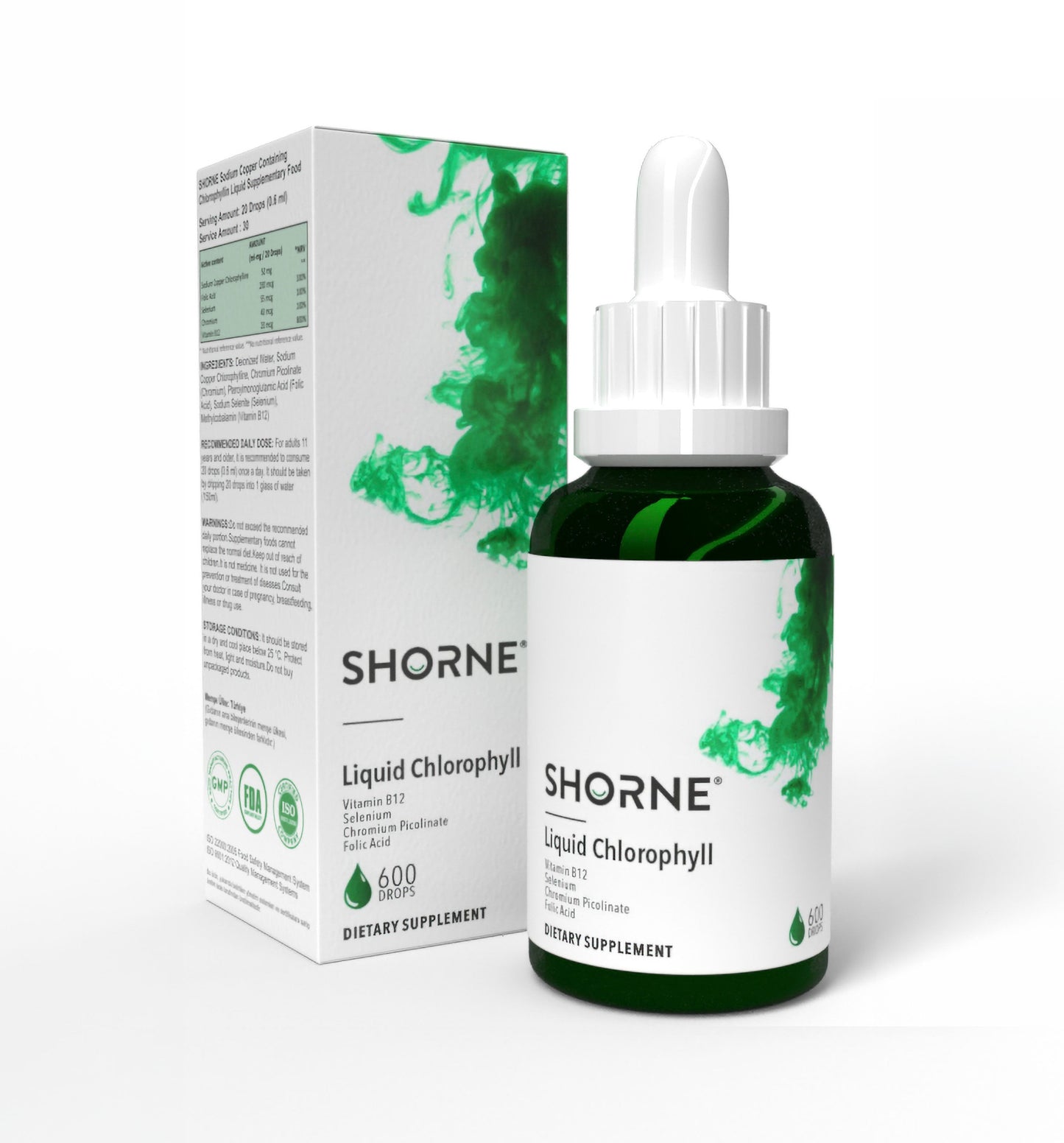 Shorne - Likit Klorofil & Folik Asit & Krom Pikolinat & Selenyum & Vitamin B12 Multivitamin Gıda Takviyesi